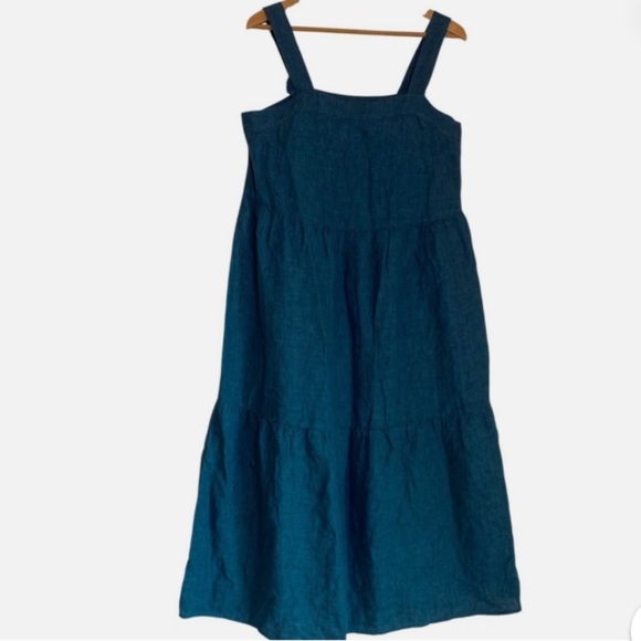 Eileen Fisher Washed Organic Linen Delave Tiered Dress in Size S - Picture 6 of 7
